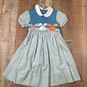 Vintage Chocolate Soup Gingham Dress Applique Bunny Easter Collar Puff Sleeve 4T